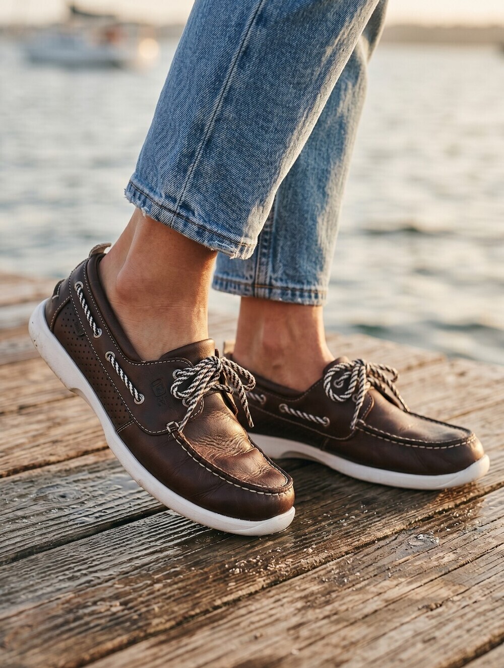 Crocs Chocolate Brown Leather Harborline Above Deck Boat Shoes
